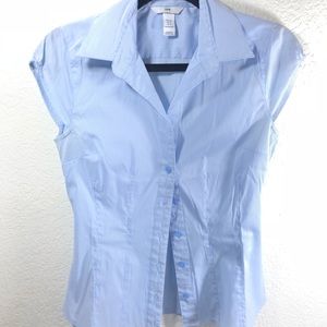 H&M white and blue pin striped linen button up